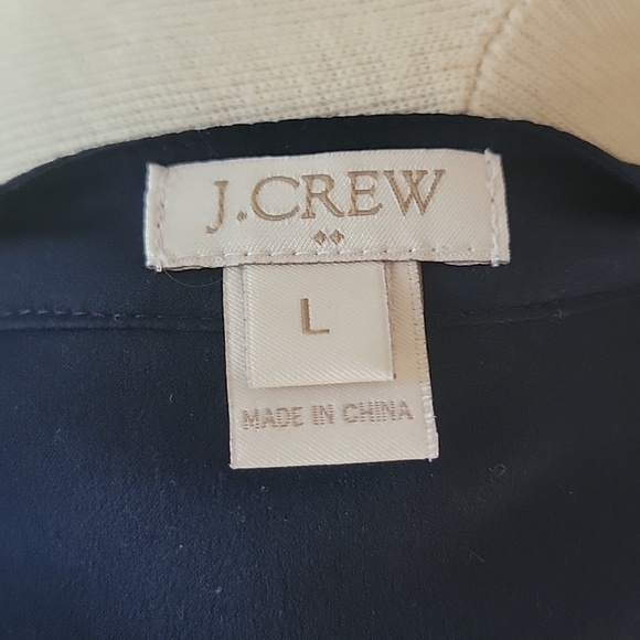 J.CREW Navy Blue Crewneck Half Button Long Sleeve Professional Casual Blouse L - Picture 5 of 7